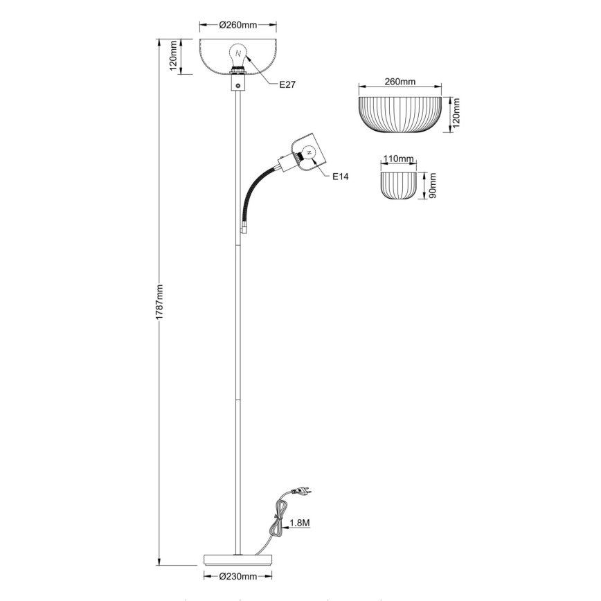 Globo - Podna lampa 1xE27/40W/230V + 1xE14/25W