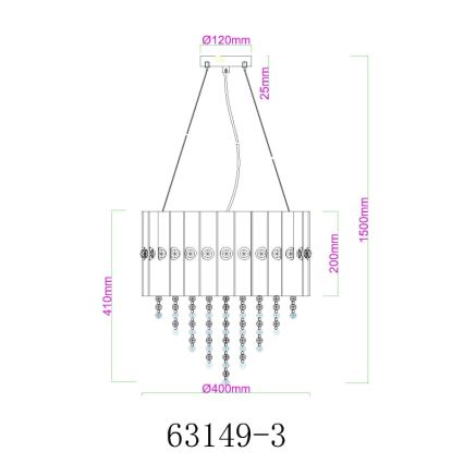 Globo - Luster na sajli 3xE27/40W/230V pr. 40 cm