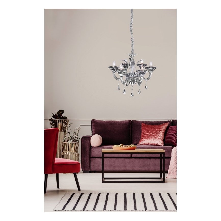 Globo - Kristalni luster na sajli 6xE14/40W/230V