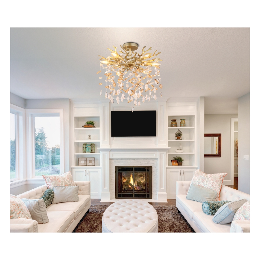 Globo - luster na štapu 6xE14/40W/230V zlatni