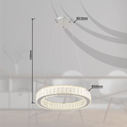 Globo - LED Prigušivi luster na sajli LED/50W/230V 2700-6000K pr. 50 cm + daljinski upravljač