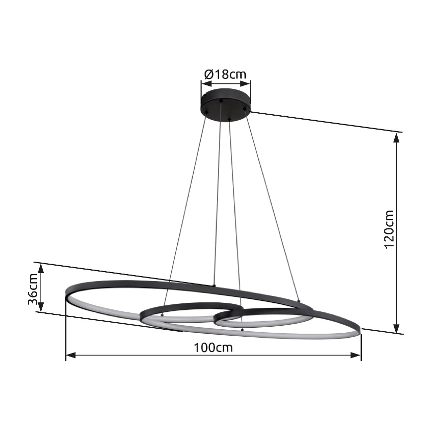 Globo - LED Luster na sajli LED/39W/230V 2700/4000/6500K