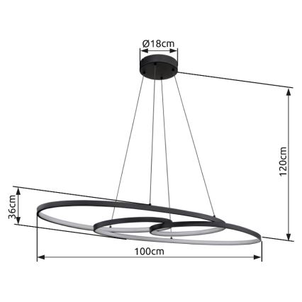 Globo - LED luster na užetu LED/39W/230V 2700/4000/6500K