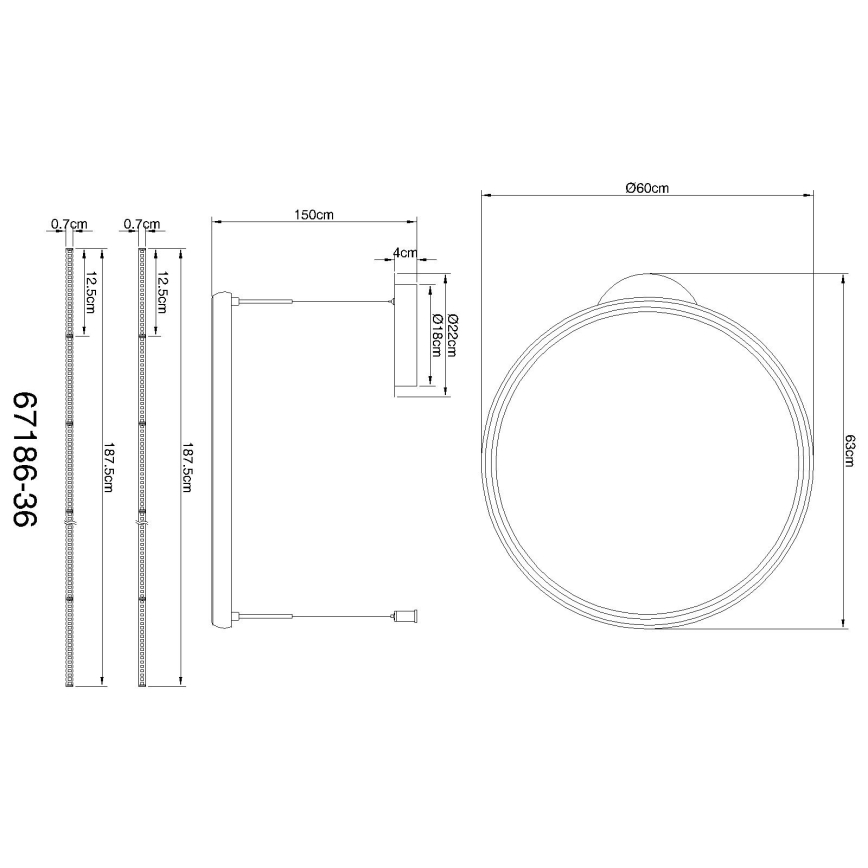 Globo - LED Prigušivi luster na sajli LED/36W/230V 2700-6000K crna + daljinski upravljač
