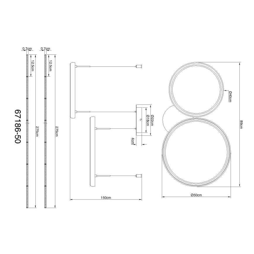 Globo - LED Prigušivi luster na sajli LED/50W/230V 2700-6000K crna + daljinski upravljač
