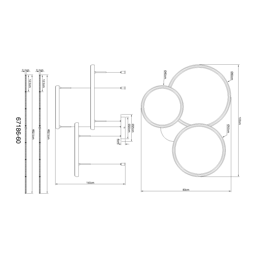 Globo - LED Prigušivi luster na sajli LED/55W/230V 2700-6000K crna + daljinski upravljač