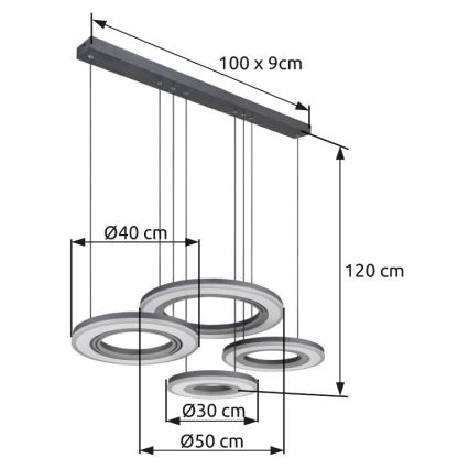 Globo - LED Prigušivi luster na sajli LED/80W/230V 2700-6000K crna + daljinski upravljač