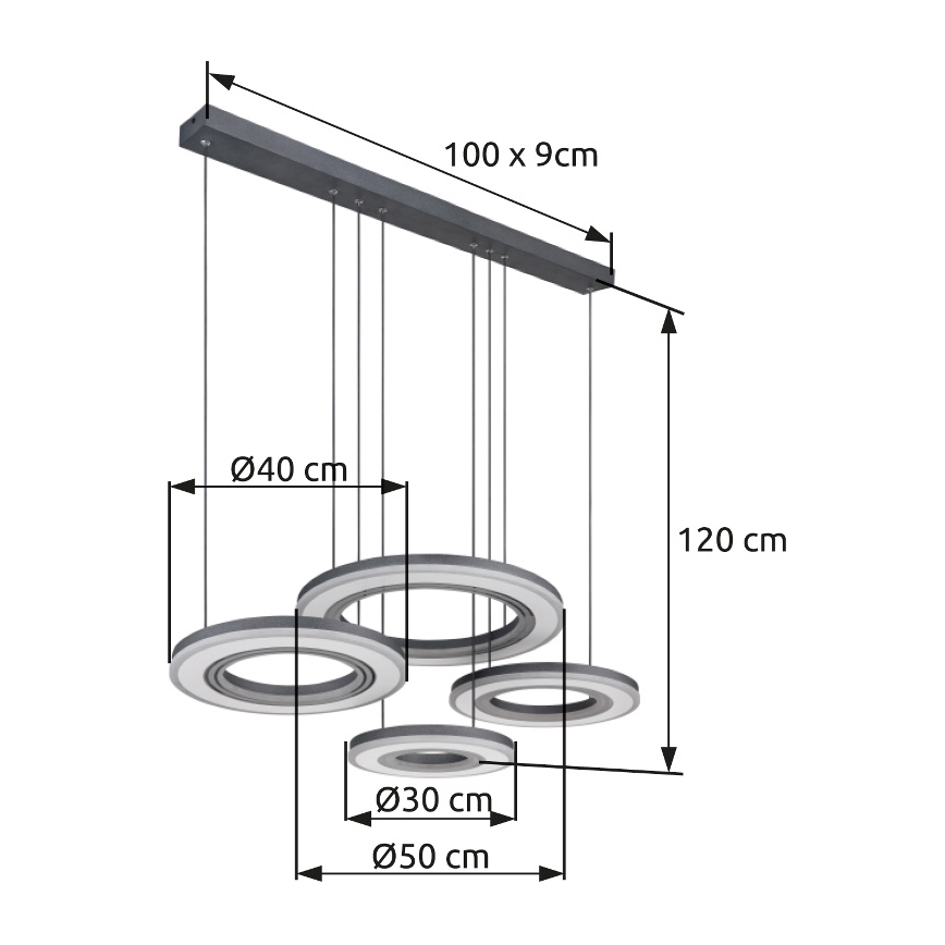 Globo - LED Prigušivi luster na sajli LED/80W/230V 2700-6000K crna + daljinski upravljač