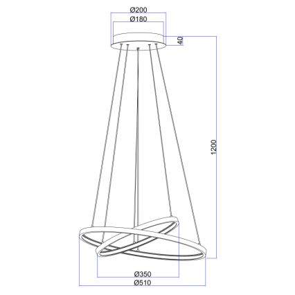 Globo - LED Prigušivi luster na sajli 2xLED/21W/230V