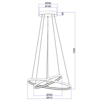 Globo - LED Prigušivi luster na sajli 2xLED/21W/230V