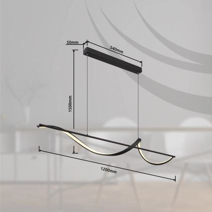 Globo - LED Luster na sajli LED/24W/230V 3000K crna