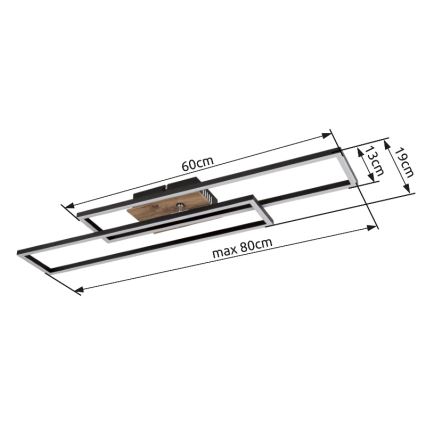 Globo - LED Stropna svjetiljka LED/30W/230V 3000K 60x80 cm crna
