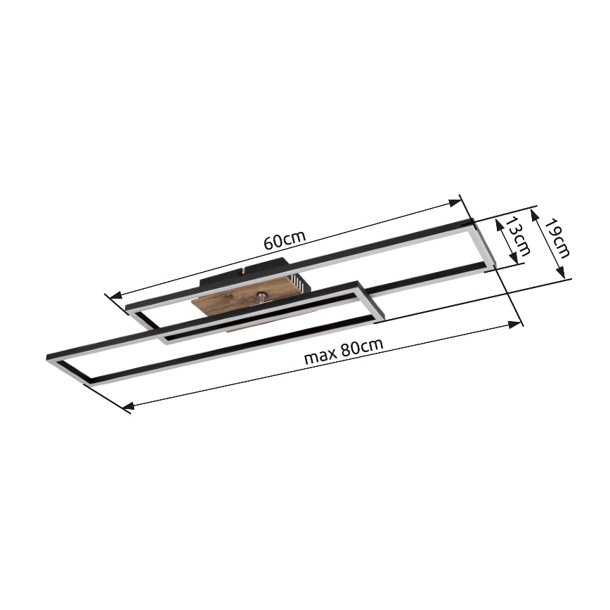 Globo - LED Stropna svjetiljka LED/30W/230V 3000K 60x80 cm crna