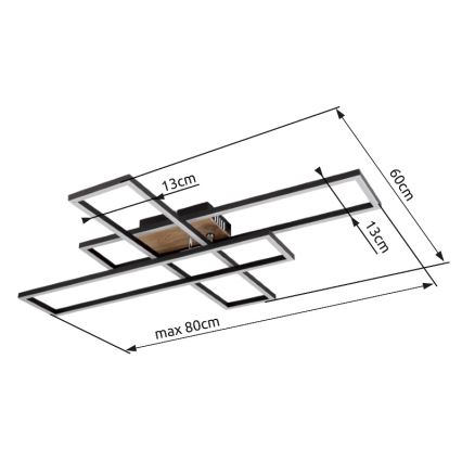Globo - LED Stropna svjetiljka LED/40W/230V 3000K 60x80 cm crna
