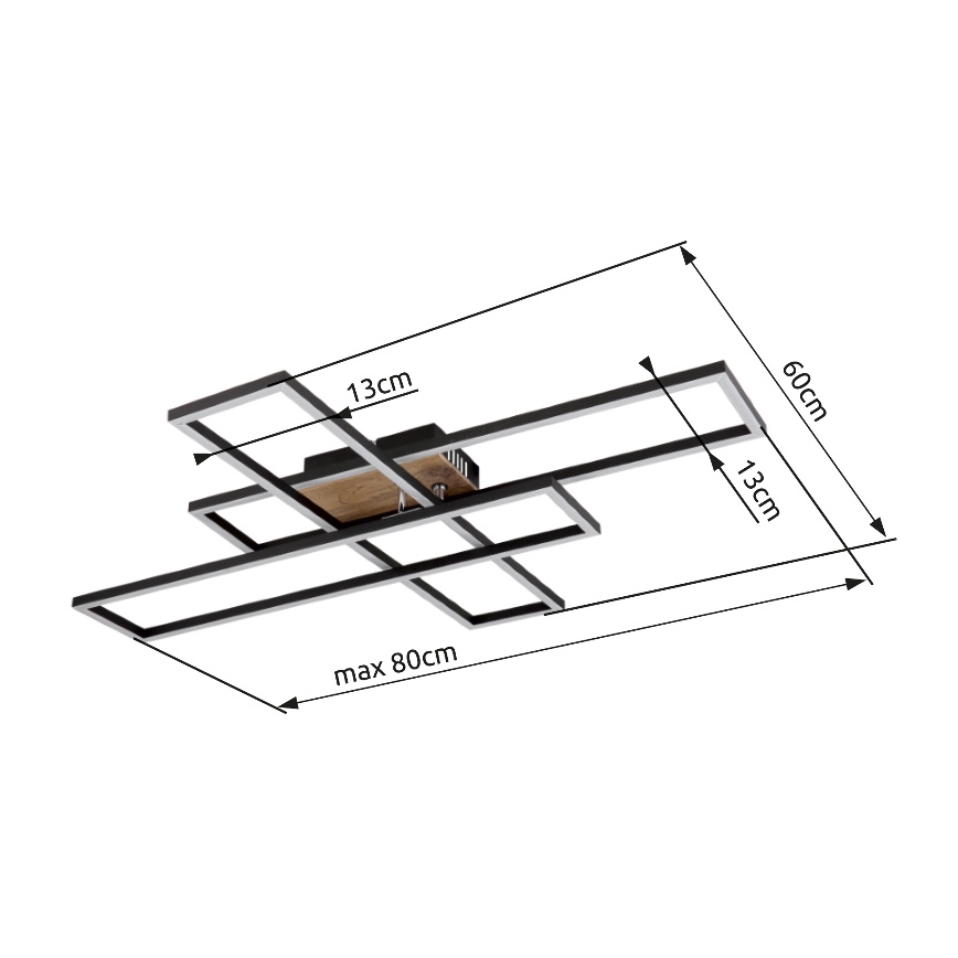 Globo - LED Stropna svjetiljka LED/40W/230V 3000K 60x80 cm crna