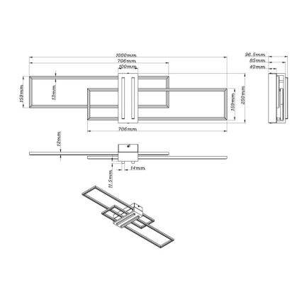 Globo - LED Stropna svjetiljka LED/40W/230V 3000K 25x100 cm crna