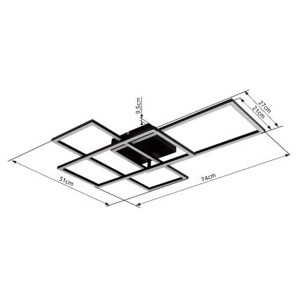 Globo - LED Prigušiva stropna svjetiljka LED/40W/230V 2700-6500K 51x74 cm Wi-Fi Tuya + daljinski upravljač