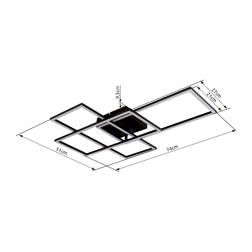 Globo - LED Prigušiva stropna svjetiljka LED/40W/230V 2700-6500K 51x74 cm Wi-Fi Tuya + daljinski upravljač