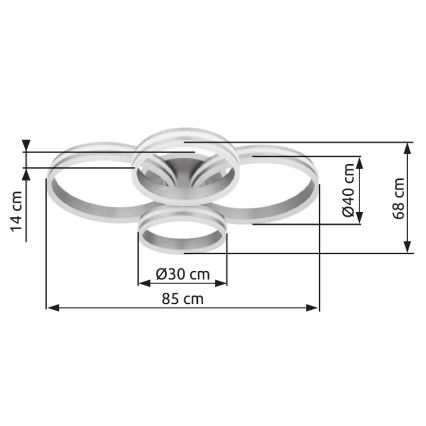 Globo - LED Prigušiva stropna svjetiljka LED/90W/230V 2700-6000K 68x85 cm + daljinski upravljač