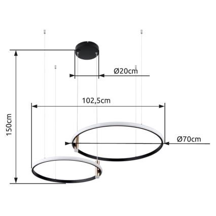 Globo - LED Prigušivi luster na sajli LED/55W/230V 2700-6000K crna + daljinski upravljač