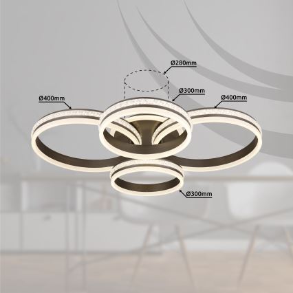 Globo - LED Prigušiva stropna svjetiljka LED/90W/230V 2700K-6000K + daljinski upravljač