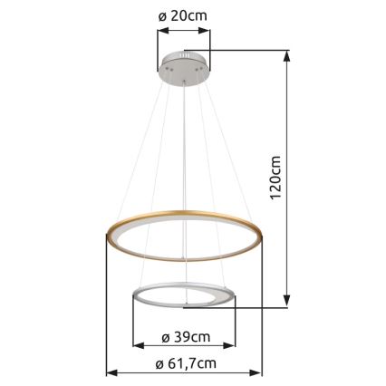 Globo - LED Prigušivi luster na sajli LED/40W/230V 2700K-6500K + daljinski upravljač