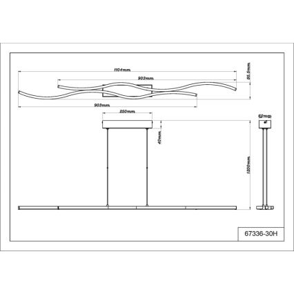 Globo - LED Luster na sajli LED/30W/230V 3000K crna
