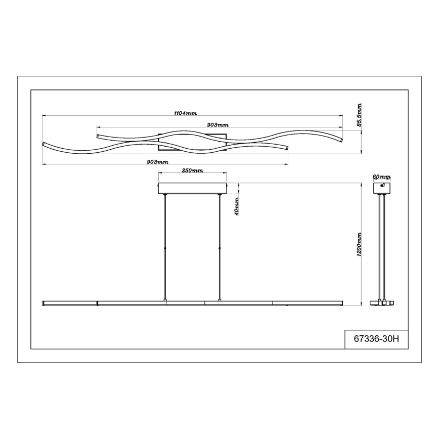 Globo - LED Luster na sajli LED/30W/230V 3000K crna