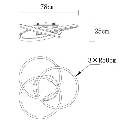 Globo - LED stropna svjetiljka s prigušivanjem LED/75W/230V 2700-6000K promjer 78 cm + daljinski upravljač