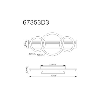 Globo - LED Stropna svjetiljka LED/24W/230V 3000K 30x62 cm