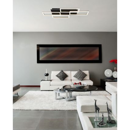 Globo - LED stropna svjetiljka s mogućnošću prigušivanja LED/40W/230V 2700-6500K 32,5x87,5 cm crna + daljinski upravljač