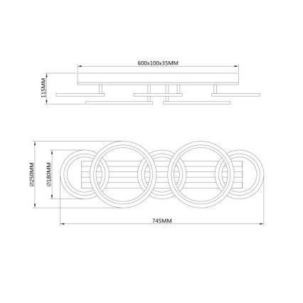 Globo - LED stropna svjetiljka LED/34W/230V 3000/4200/600K 25x74,5 cm