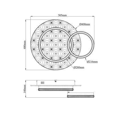 Globo - LED Stropna svjetiljka LED/24W/230V 3000K 40x50,5 cm crna/zlatna