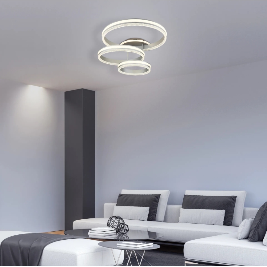 Globo - LED prigušiva stropna svjetiljka LED/72W/230V 2700-6000K srebrna + daljinski upravljač