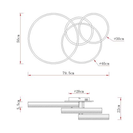 Globo - LED prigušiva stropna svjetiljka LED/72W/230V 2700-6000K srebrna + daljinski upravljač