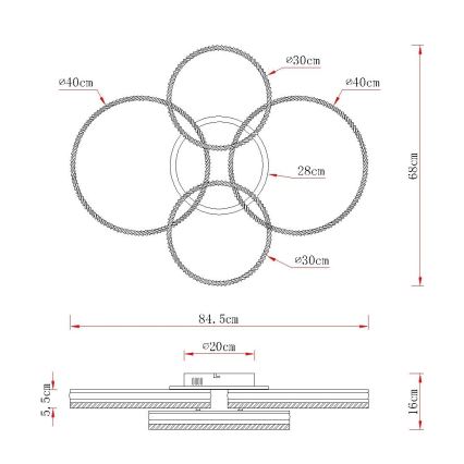 Globo - LED stropna svjetiljka s prigušivanjem LED/90W/230V 2700-6000K srebrna + daljinski upravljač