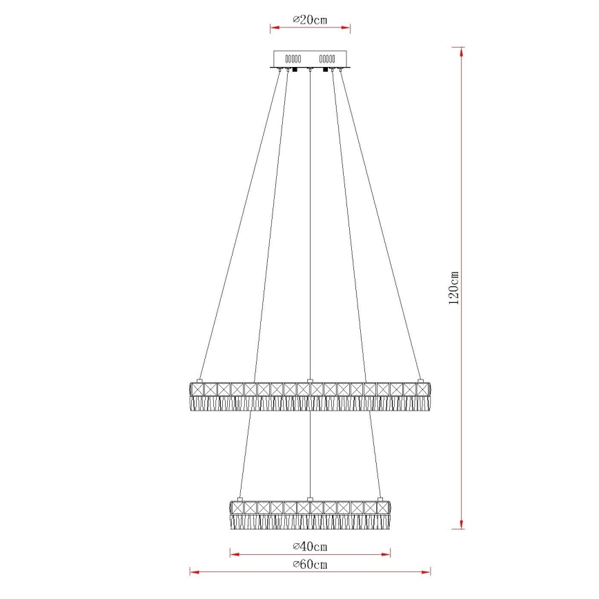 Globo - LED luster na sajli s mogućnošću prigušivanja LED/60W/230V 2700-6000K proziran + daljinski upravljač