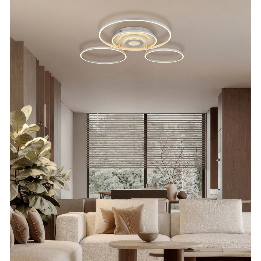 Globo - LED stropna svjetiljka s mogućnošću prigušivanja LED/60W/230V 2700-6500K 80,8x99,2 cm srebrna + daljinski upravljač