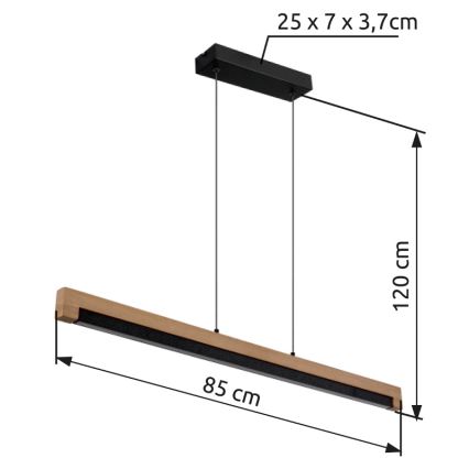 Globo - LED Luster na sajli LED/24W/230V