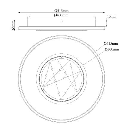 Globo - LED stropna svjetiljka LED/40W/230V 3000/4000/6000K, promjer 51,5 cm, crna