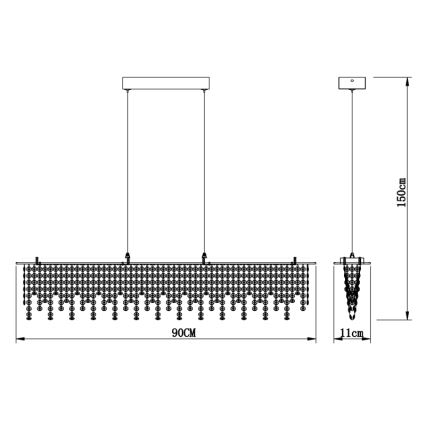 Globo - LED Prigušivi kristalni luster na sajli LED/24W/230V 3000-6000K + daljinski upravljač