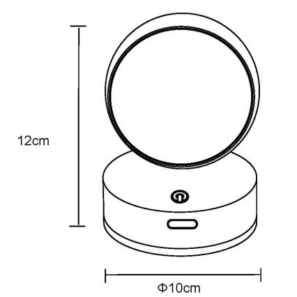 Globo - LED zidno svjetlo s dodirnim upravljačem, punjivo, prigušivo LED/1,4W/5V 1800 mAh crno