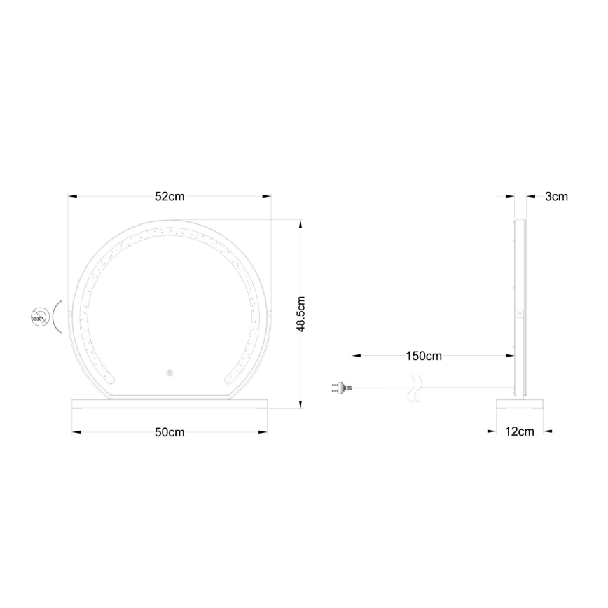 Globo - LED Prigušivo zidno ogledalo s pozadinskim osvjetljenjem LED/10W/230V 2700/4000/6500K 12x48,5 cm