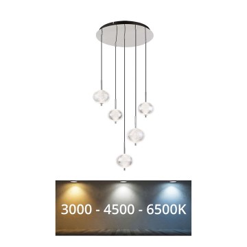 Globo - LED Luster na sajli 5xLED/6,6W/230V 3000/4500/6500K