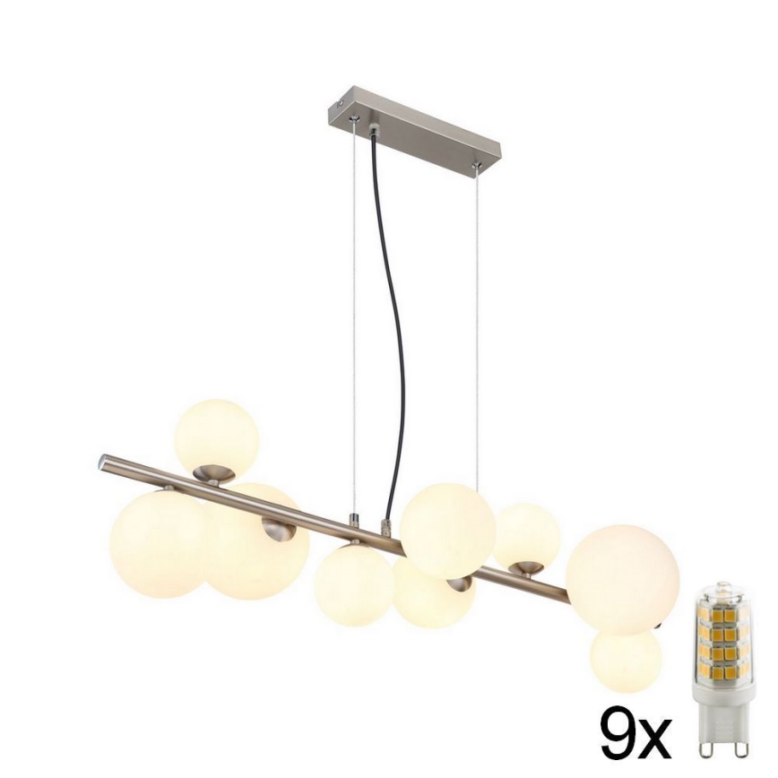 Globo - LED Luster na sajli 9xG9/3W/230V mat krom