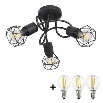Globo - LED Nadgradni luster 3xE14/6W/230V crna