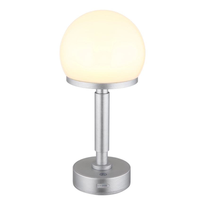 Globo - LED Prigušiva punjiva dodirna stolna lampa LED/2,5W/5V 1800mAh 2800K srebrna