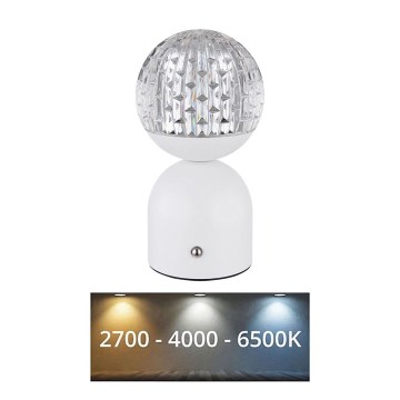 Globo - LED Prigušiva stolna lampa na dodir LED/2,5W/3,7V 2700/4000/65000K 1800 mAh USB bijela