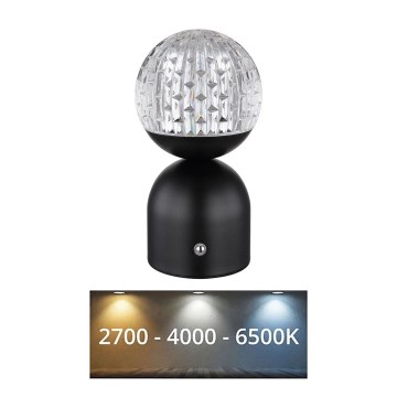 Globo - LED Prigušiva stolna lampa na dodir LED/2,5W/3,7V 2700/4000/6500K 1800 mAh USB crna