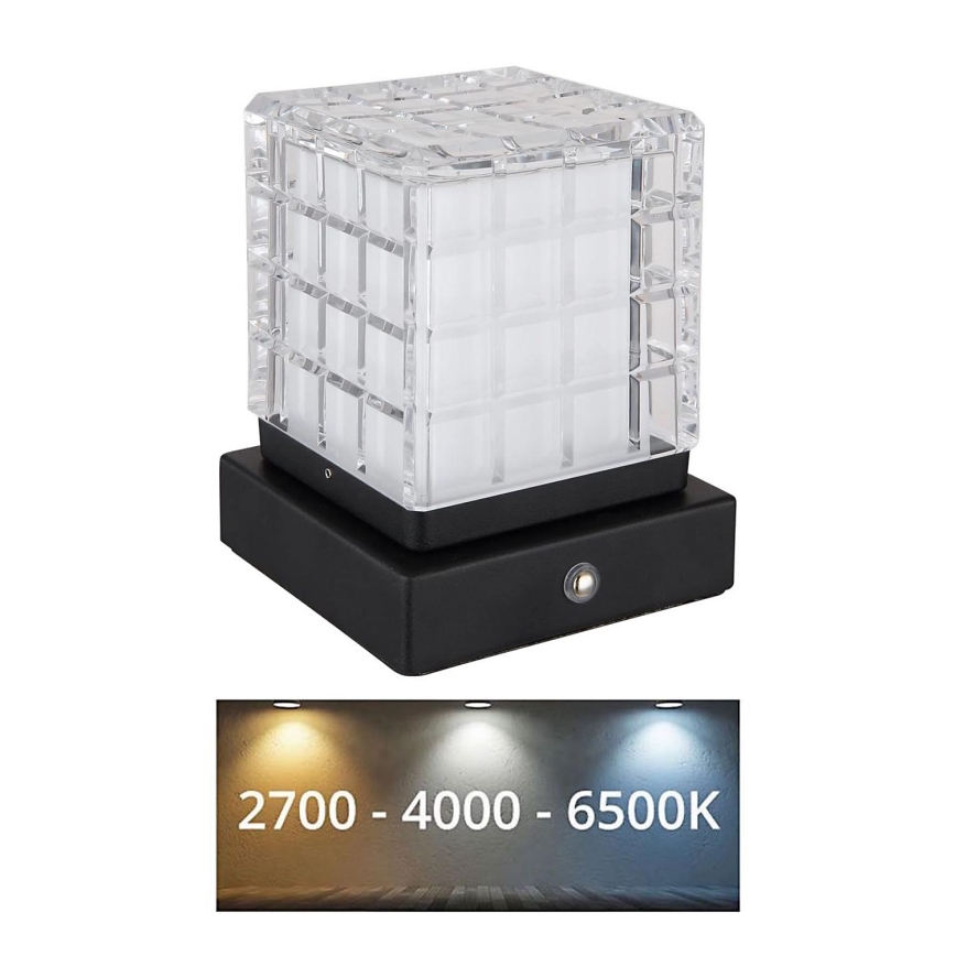 Globo - LED Prigušiva stolna lampa na dodir LED/2,5W/3,7V 2700K/4000K/6500K 1800 mAh USB crna